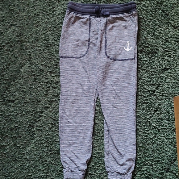 H&M 7/8Y Blue & White stripped Anchor logo pants - Picture 1 of 3